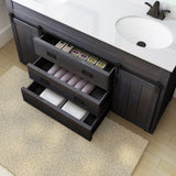 Style Selections Morriston 60-in Distressed Java Double Sink Bathroom Vanity with White Engineered Stone Top