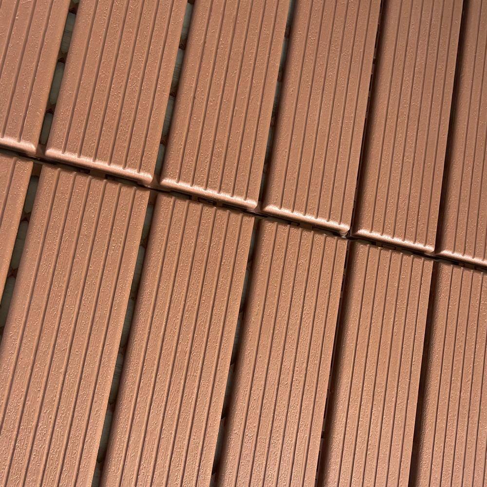 1 ft. x 1 ft. Patio Plastic Interlocking Square Waterproof Deck Tile in Dark Brown (44-Pack)