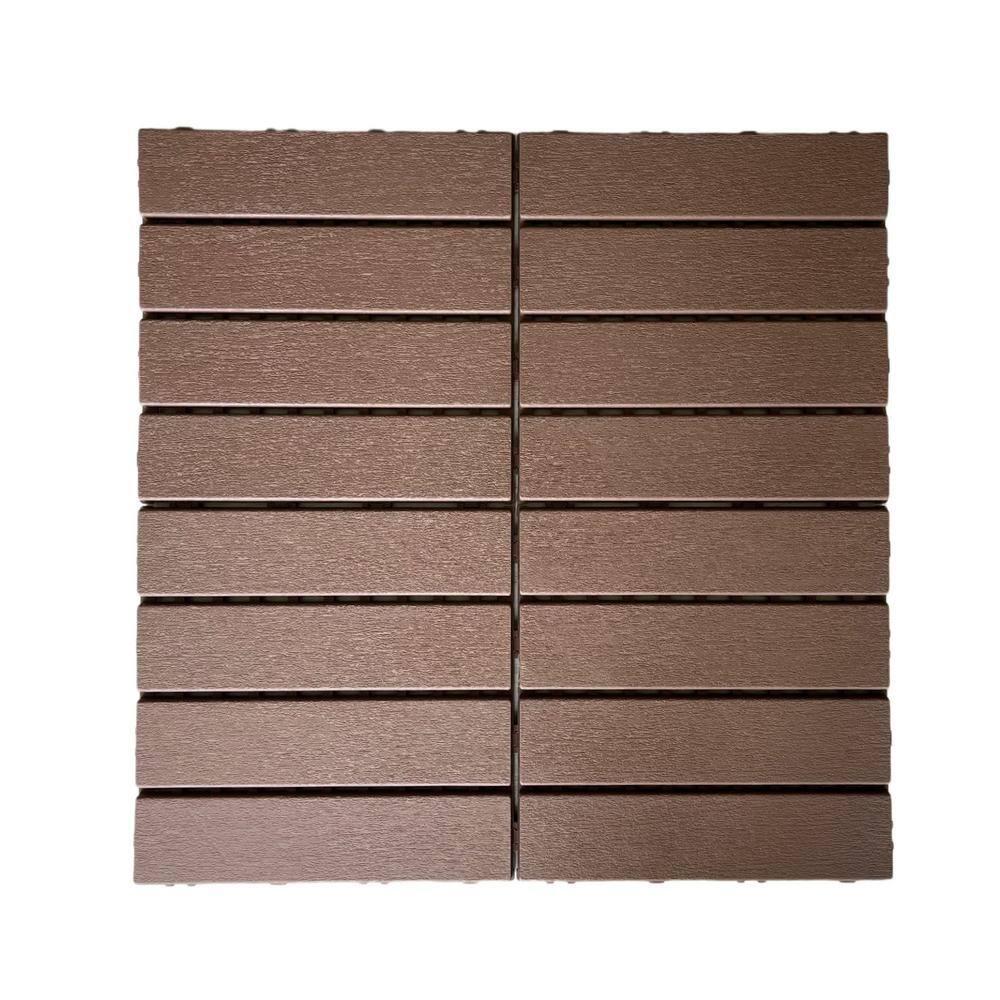 1 ft. x 1 ft. Plastic Deck Tile in Dark Brown for Outdoor Porch Poolside Balcony Backyard (44 Per Box)