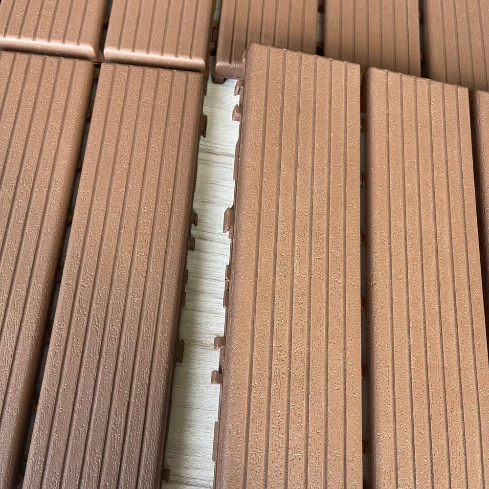 1 ft. x 1 ft. Plastic Deck Tile in Dark Brown for Outdoor Porch Poolside Balcony Backyard (44 Per Box)