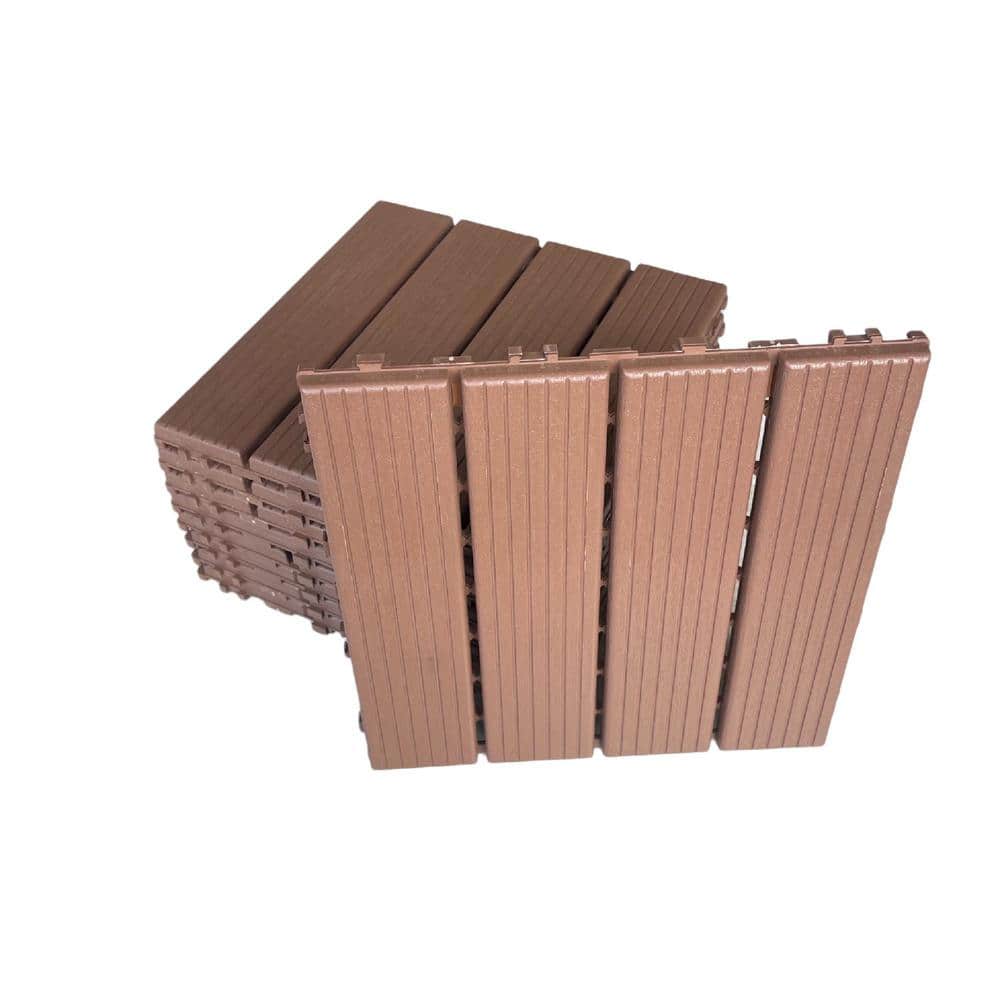 1 ft. x 1 ft. Plastic Deck Tile in Dark Brown for Outdoor Porch Poolside Balcony Backyard (44 Per Box)