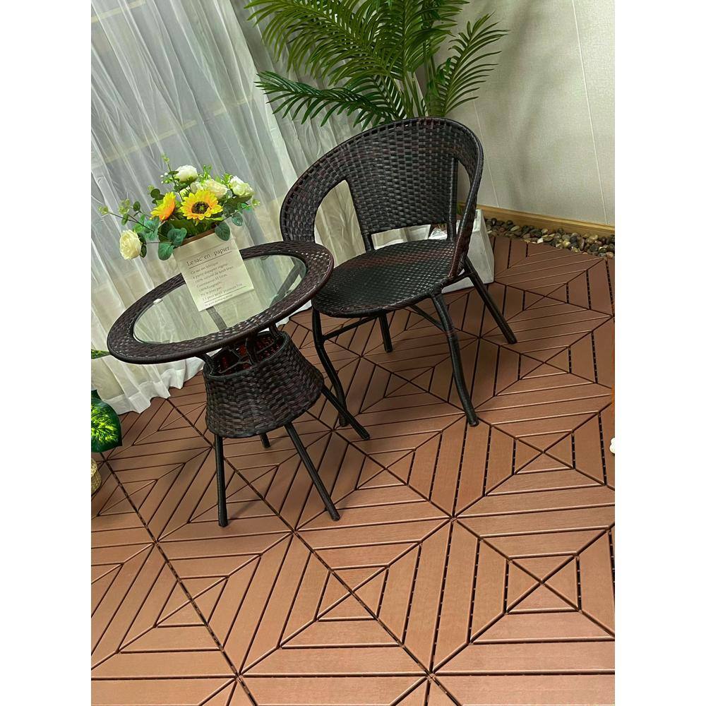 1 ft. x 1 ft. Plastic Deck Tile in Dark Brown for Outdoor Porch Poolside Balcony Backyard (44 Per Box)