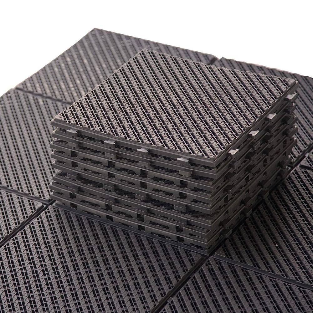 1 ft. x 1 ft. Plastic Deck Tile in Dark Brown for Outdoor Porch Poolside Balcony Backyard (27 Per Box)