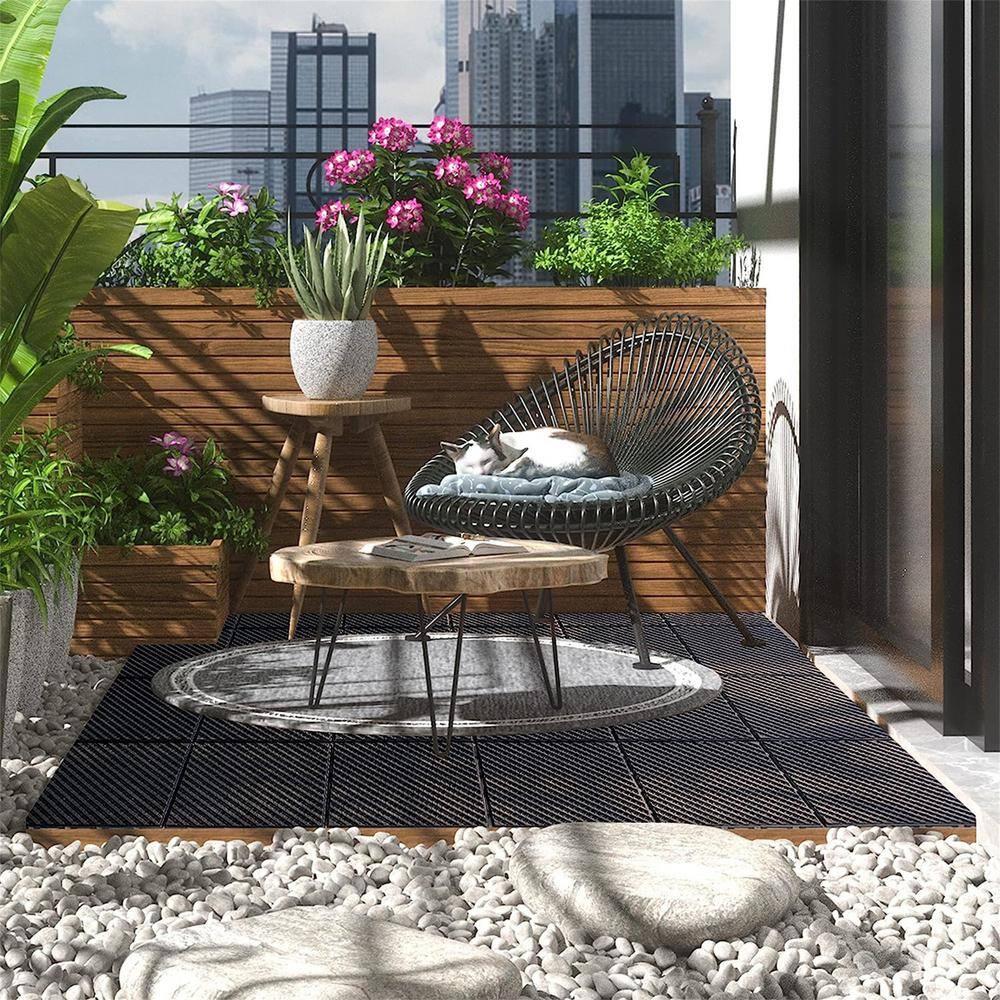 1 ft. x 1 ft. Plastic Deck Tile in Dark Brown for Outdoor Porch Poolside Balcony Backyard (27 Per Box)