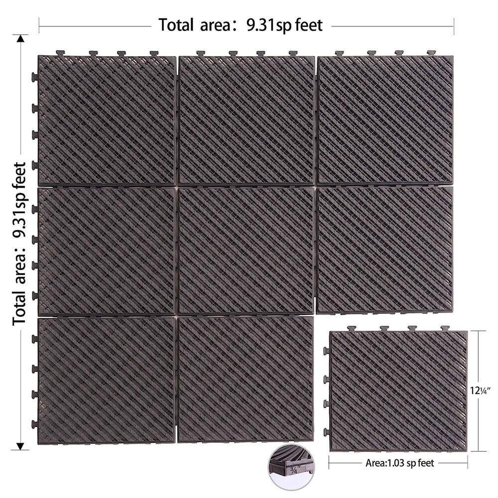 1 ft. x 1 ft. Plastic Deck Tile in Dark Brown for Outdoor Porch Poolside Balcony Backyard (27 Per Box)