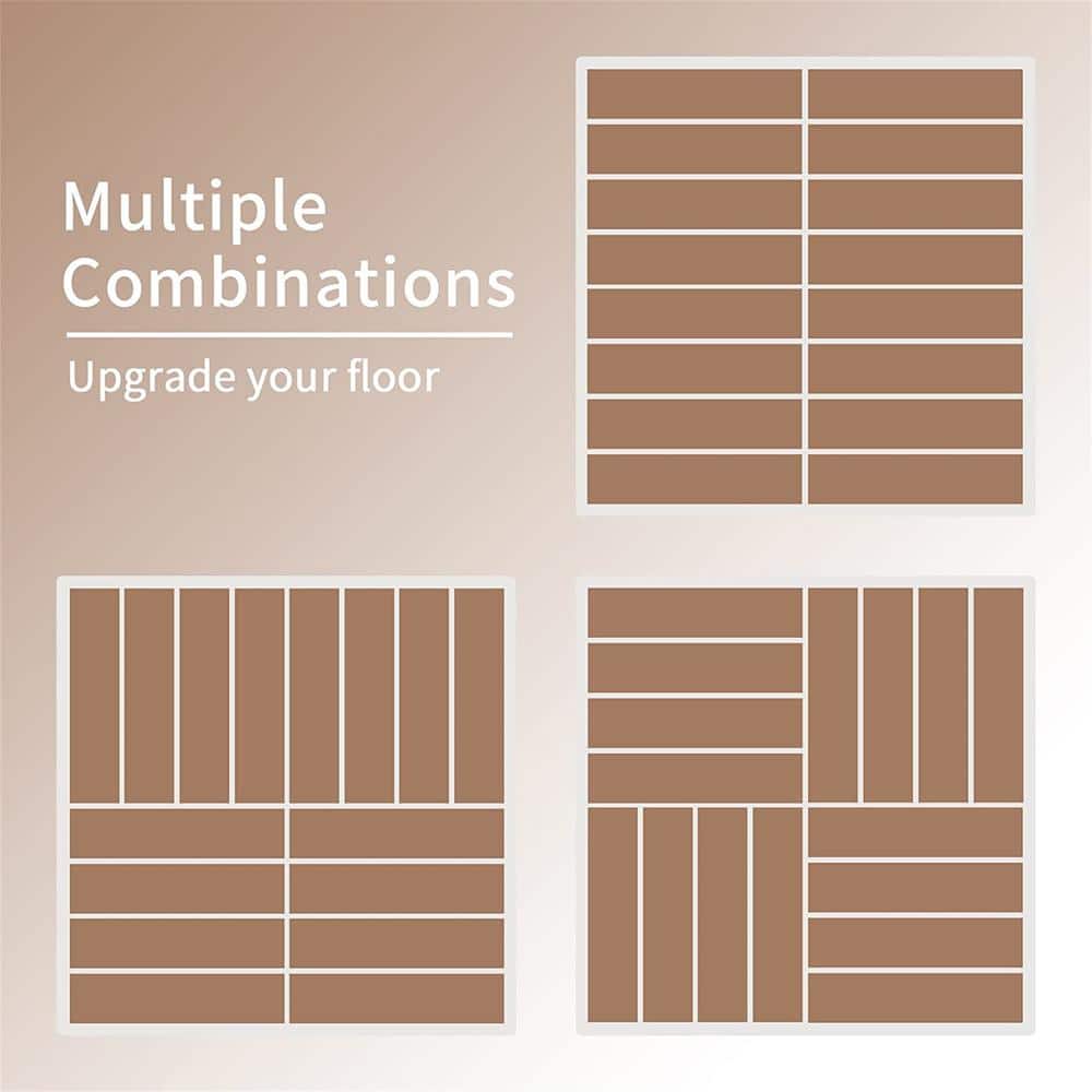 12 in. x 12 in. Square Plastic Deck Tile in Dark Brown, Waterproof, All Weather Use (27 Per Case)