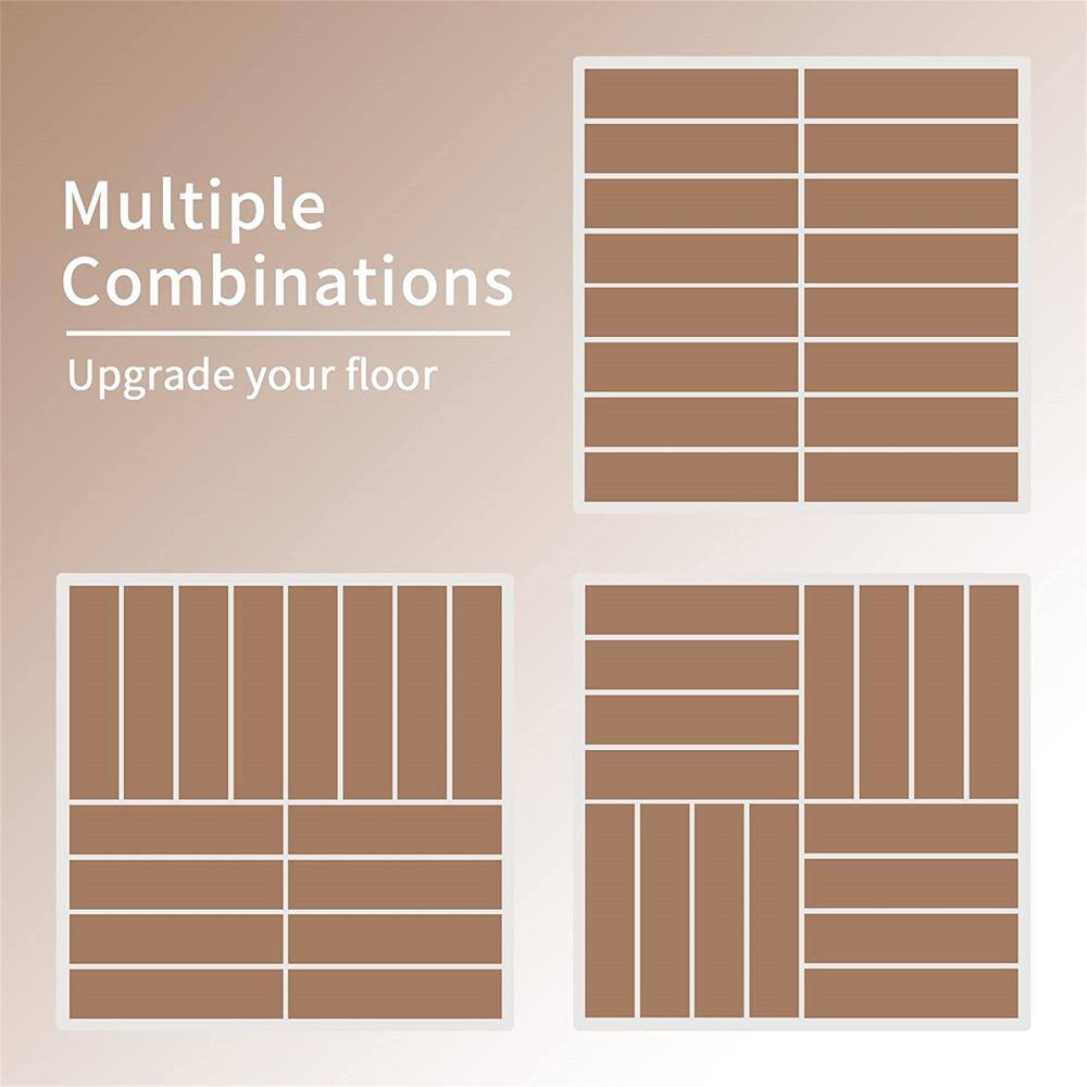 12 in. x 12 in. Square Plastic Deck Tile in Dark Brown, Waterproof, All Weather Use (27 Per Case)