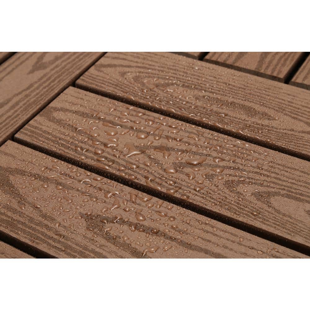 1 ft. x 1 ft. Wood Plastic Composite Deck Tile in Dark Brown, Resist Rust, Water, Easy to DIY and Maintain(20 per Case)