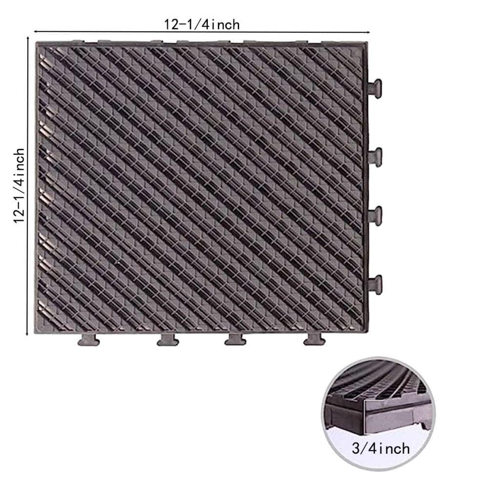 12.25 in. x 12.25 in. Outdoor Square Composite Interlocking Flooring Deck Tiles in Dark Brown (Pack of 27 Tiles)