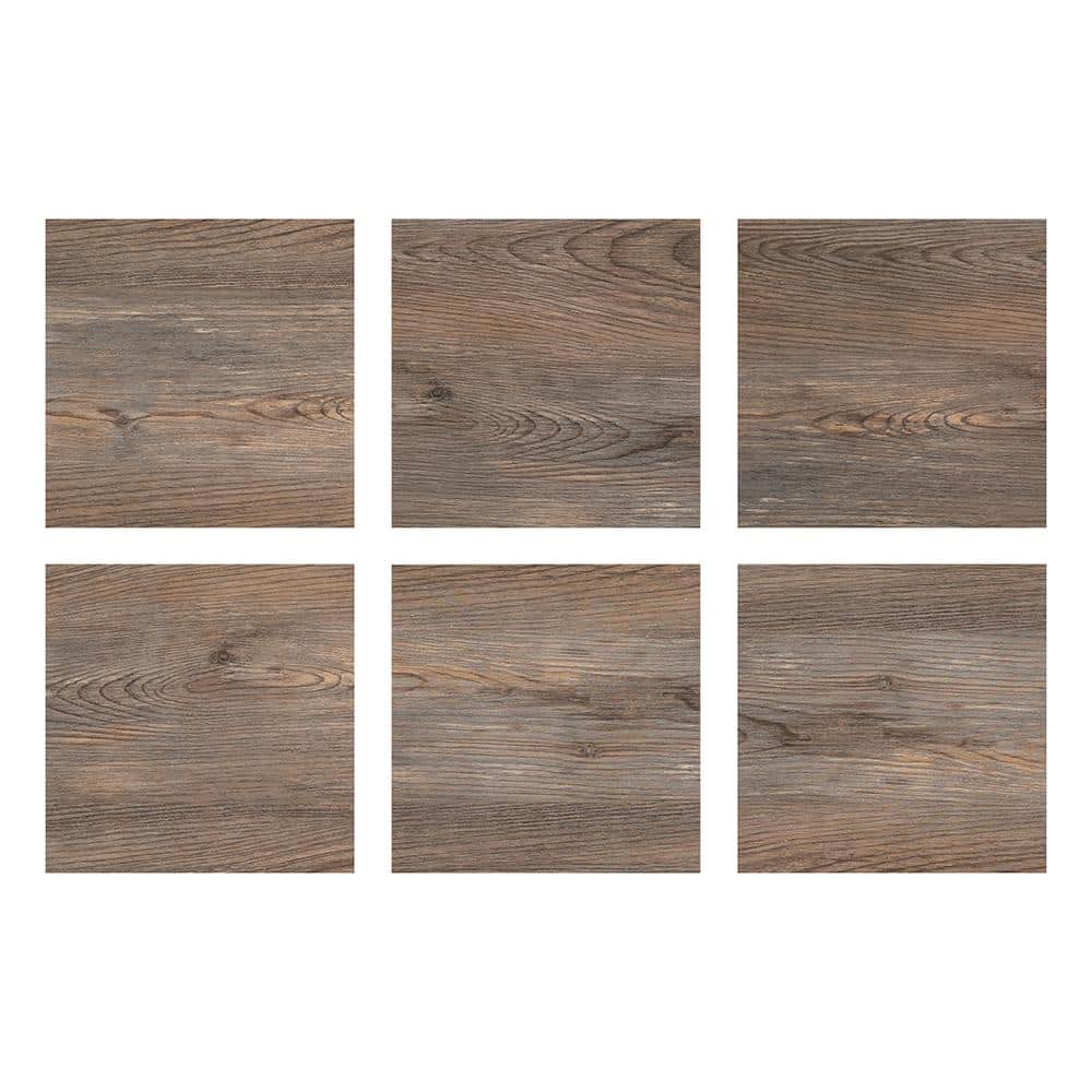 FloorPops Knotting Hill 12 in. W x 12 in. L Peel and Stick Floor Vinyl Tiles, Dark Brown Wood Look (20 Tiles, 20 sq. ft./Case)