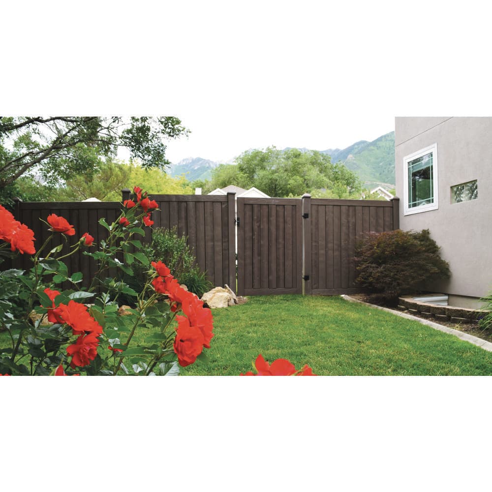 SimTek 5 in. x 5 in. x 8-1/2 ft. Dark/Walnut Brown Composite Fence Gate Post