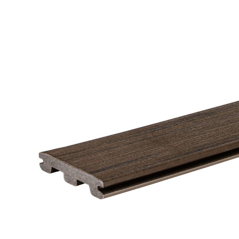 TimberTech Composite Prime+ 1 in. x 6 in. x 1 ft. Grooved Dark Cocoa Composite Sample (Actual: 0.94 in. x 5.36 in. x 1 ft)