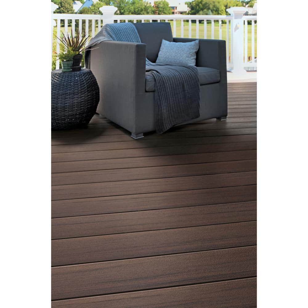 TimberTech Composite Prime+ 1 in. x 6 in. x 1 ft. Grooved Dark Cocoa Composite Sample (Actual: 0.94 in. x 5.36 in. x 1 ft)