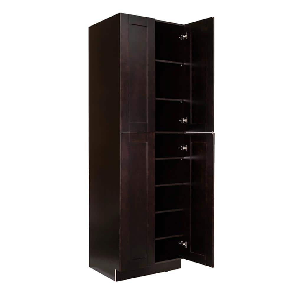 LIFEART CABINETRY Anchester Assembled 24 in. x 90 in. x 24 in. Tall Pantry with 4 Doors in Dark Espresso