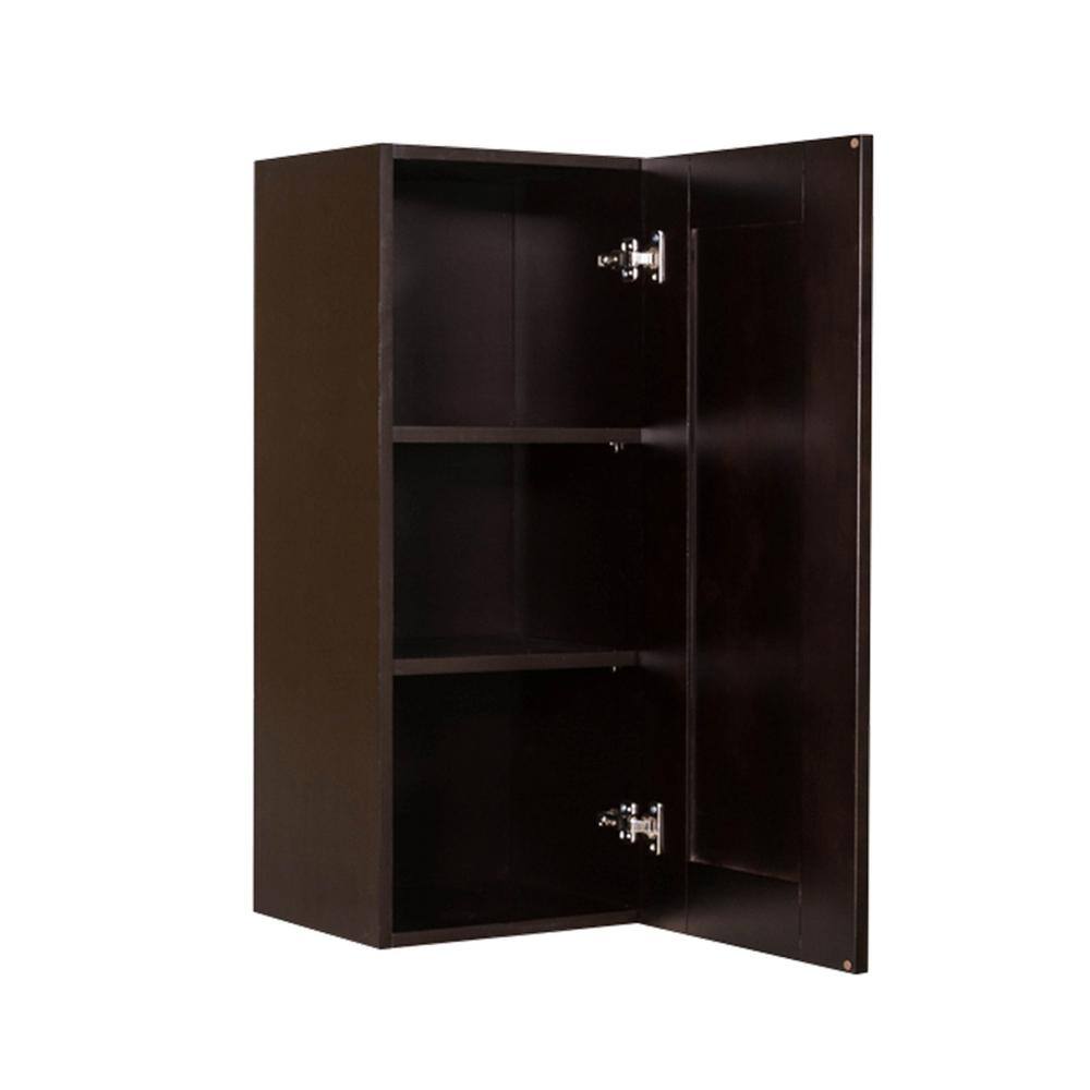 LIFEART CABINETRY Anchester Assembled 18 in. x 36 in. x 12 in. Wall Cabinet with 1 Door 2 Shelves in Dark Espresso