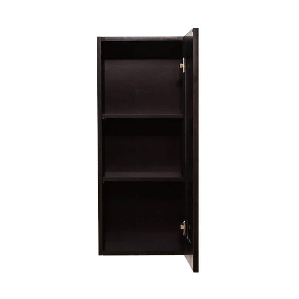 LIFEART CABINETRY Anchester Assembled 18 in. x 36 in. x 12 in. Wall Cabinet with 1 Door 2 Shelves in Dark Espresso