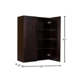 LIFEART CABINETRY Anchester Assembled 24 in. x 42 in. x 12 in. Wall Cabinet with 2 Doors 3 Shelves in Dark Espresso