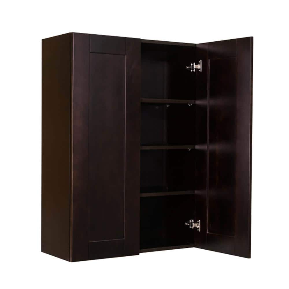 LIFEART CABINETRY Anchester Assembled 24 in. x 42 in. x 12 in. Wall Cabinet with 2 Doors 3 Shelves in Dark Espresso