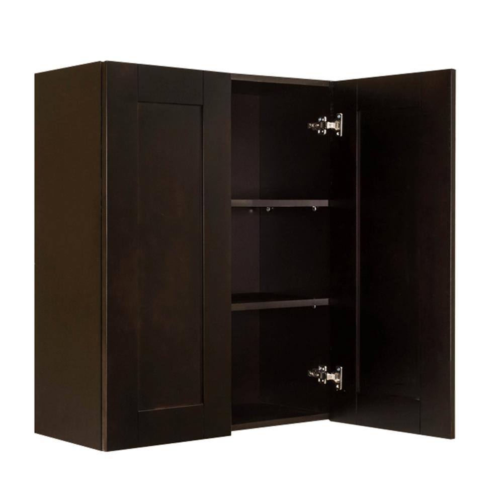 LIFEART CABINETRY Anchester Assembled 30 in. x 15 in. x 12 in. Wall Cabinet with 2 Doors No Shelf in Dark Espresso