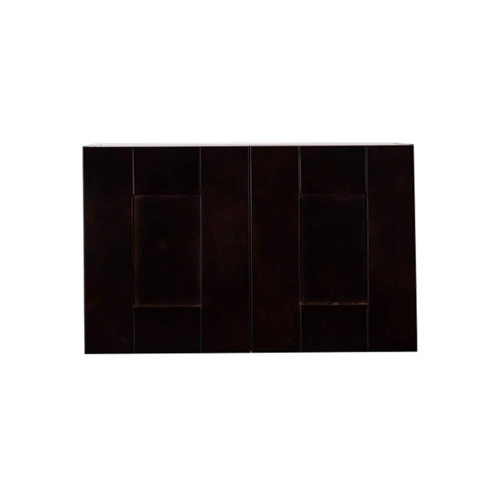 LIFEART CABINETRY Anchester Assembled 30 in. x 15 in. x 12 in. Wall Cabinet with 2 Doors No Shelf in Dark Espresso