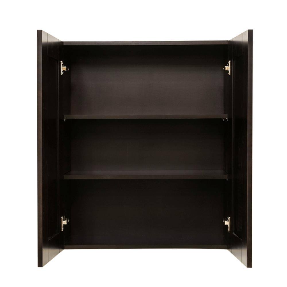 LIFEART CABINETRY Anchester Assembled 30 in. x 15 in. x 12 in. Wall Cabinet with 2 Doors No Shelf in Dark Espresso