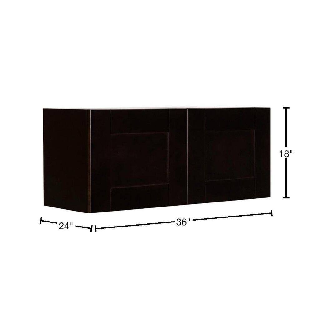 LIFEART CABINETRY Anchester Assembled 36 in. x 18 in. x 24 in. Wall Cabinet with 2 Doors No Shelf in Dark Espresso