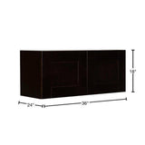 LIFEART CABINETRY Anchester Assembled 36 in. x 18 in. x 24 in. Wall Cabinet with 2 Doors No Shelf in Dark Espresso
