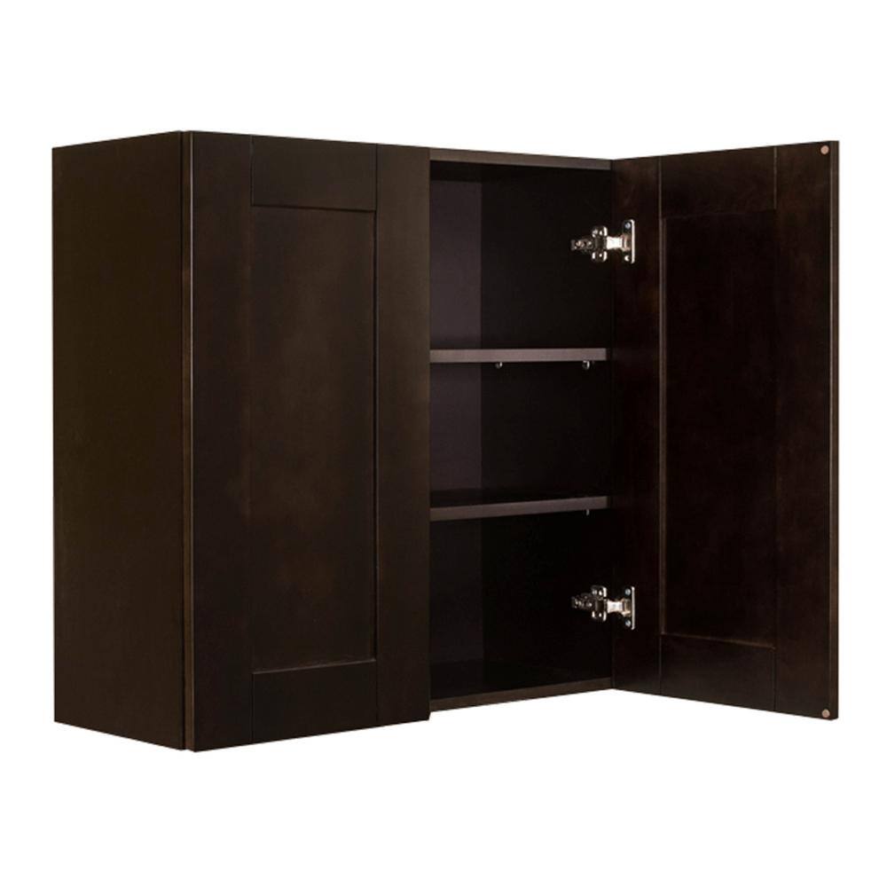 LIFEART CABINETRY Anchester Assembled 36 in. x 21 in. x 24 in. Wall Cabinet with 2 Doors 1 Shelf in Dark Espresso