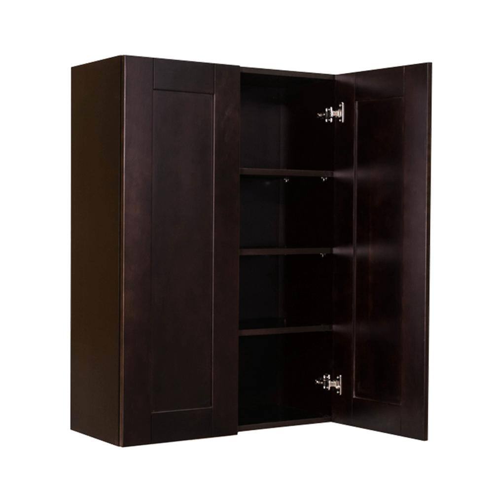 LIFEART CABINETRY Anchester Assembled 36 in. x 42 in. x 12 in. Wall Cabinet with 2 Doors 3 Shelves in Dark Espresso