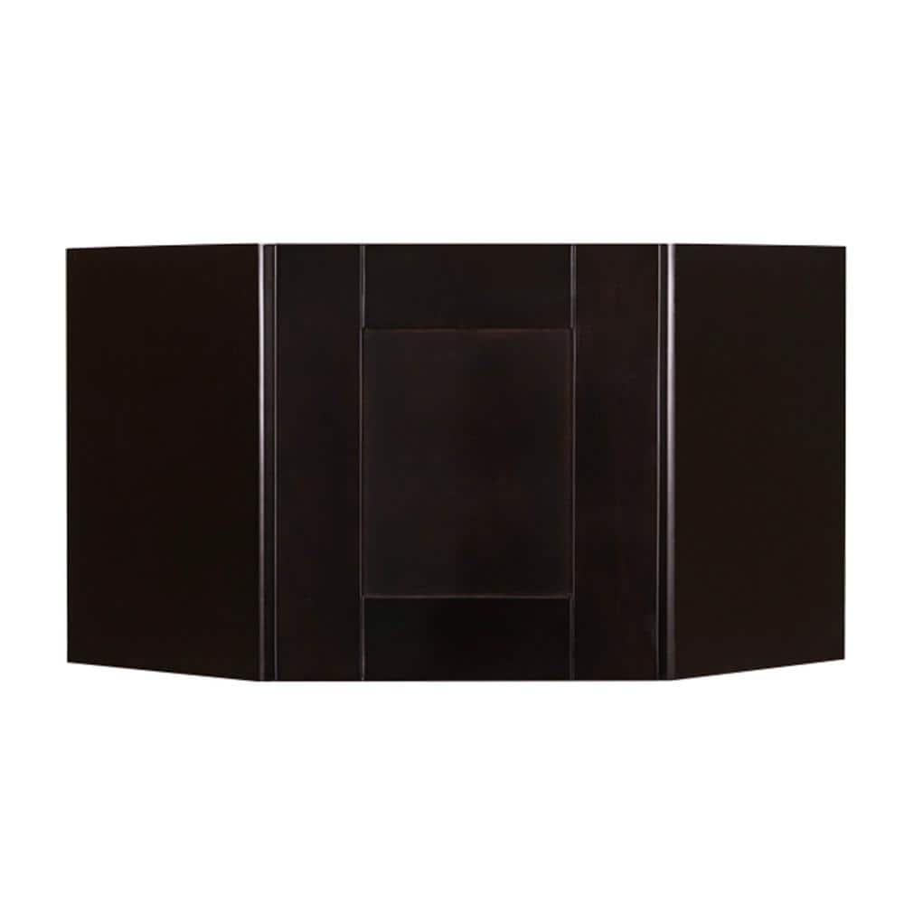 LIFEART CABINETRY Anchester Assembled 24x12x12 in. Wall Diagonal Cabinet with 1 Door in Dark Espresso
