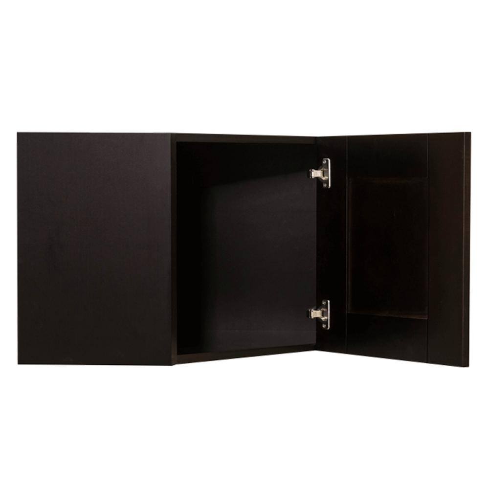 LIFEART CABINETRY Anchester Assembled 24x18x12 in. Wall Diagonal Cabinet with 1 Door in Dark Espresso