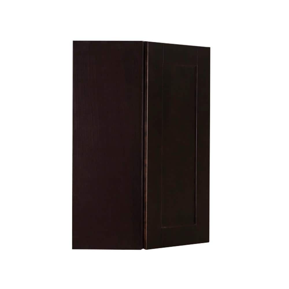 LIFEART CABINETRY Anchester Assembled 24x36x15 in. Wall Diagonal Corner Cabinet with 1 Door 2 Shelves in Dark Espresso