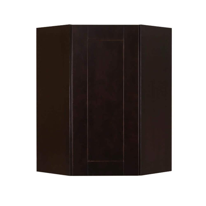 LIFEART CABINETRY Anchester Assembled 24x36x15 in. Wall Diagonal Corner Cabinet with 1 Door 2 Shelves in Dark Espresso