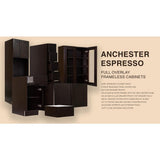 LIFEART CABINETRY Anchester Assembled 24x36x15 in. Wall Diagonal Corner Cabinet with 1 Door 2 Shelves in Dark Espresso