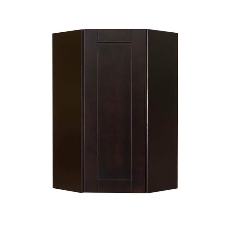 LIFEART CABINETRY Anchester Assembled 24x42x15 in. Wall Diagonal Corner Cabinet with 1 Door 3 Shelves in Dark Espresso
