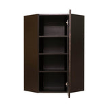 LIFEART CABINETRY Anchester Assembled 24x42x15 in. Wall Diagonal Corner Cabinet with 1 Door 3 Shelves in Dark Espresso