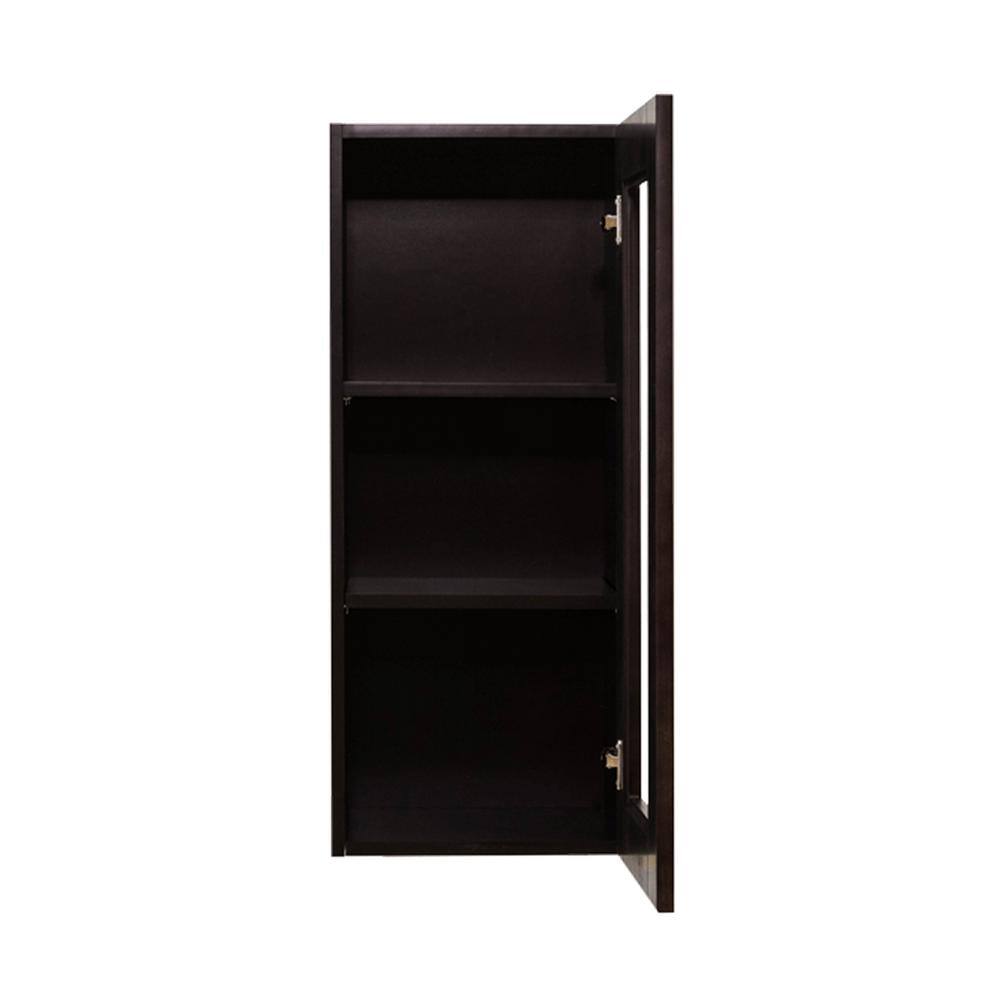 LIFEART CABINETRY Anchester Assembled 12 in. x 36 in. x 12 in. Wall Mullion Door Cabinet with 1 Door 2 Shelves in Dark Espresso