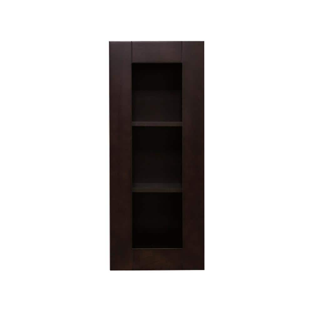 LIFEART CABINETRY Anchester Assembled 12 in. x 36 in. x 12 in. Wall Mullion Door Cabinet with 1 Door 2 Shelves in Dark Espresso