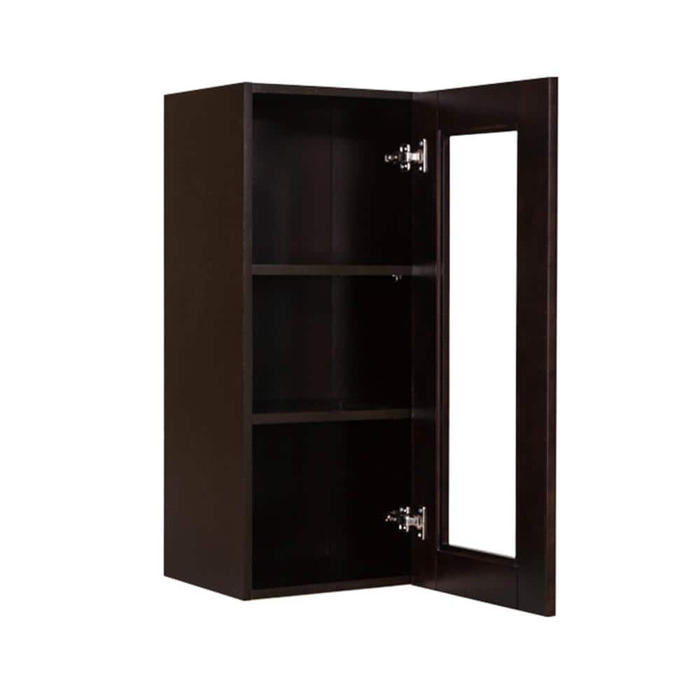 LIFEART CABINETRY Anchester Assembled 12 in. x 36 in. x 12 in. Wall Mullion Door Cabinet with 1 Door 2 Shelves in Dark Espresso