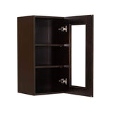 LIFEART CABINETRY Anchester Assembled 15 in. x 30 in. x 12 in. Wall Mullion Door Cabinet with 1 Door 2 Shelves in Dark Espresso
