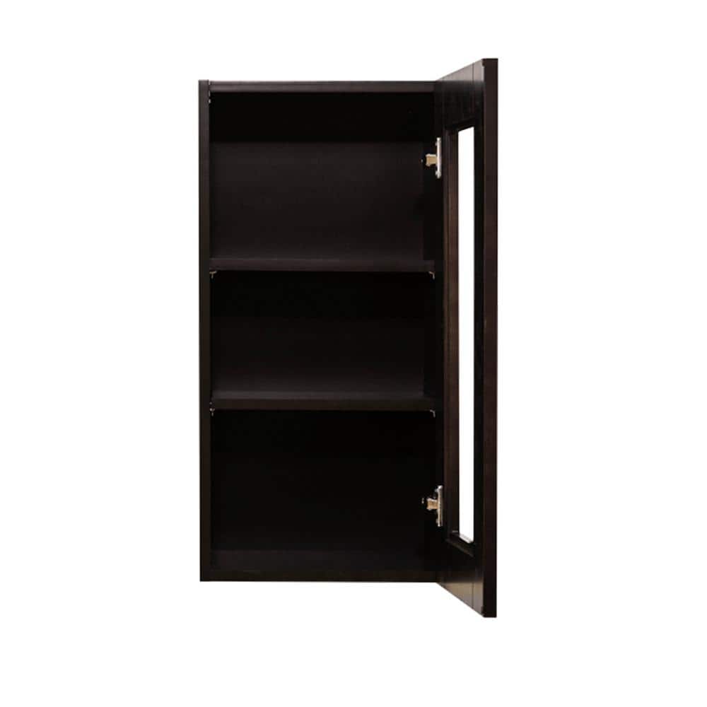 LIFEART CABINETRY Anchester Assembled 18 in. x 30 in. x 12 in. Wall Mullion Door Cabinet with 1 Door 2 Shelves in Dark Espresso