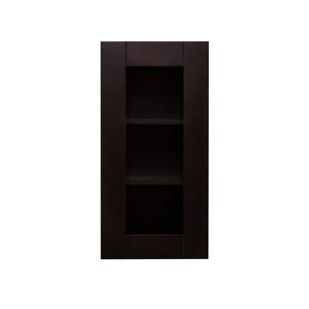 LIFEART CABINETRY Anchester Assembled 18 in. x 30 in. x 12 in. Wall Mullion Door Cabinet with 1 Door 2 Shelves in Dark Espresso