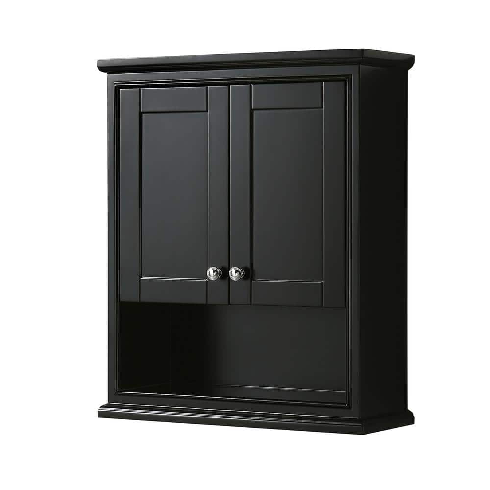 Wyndham Collection Deborah Bathroom Wall Cabinet, Dark Espresso, 25x30x9 Inches