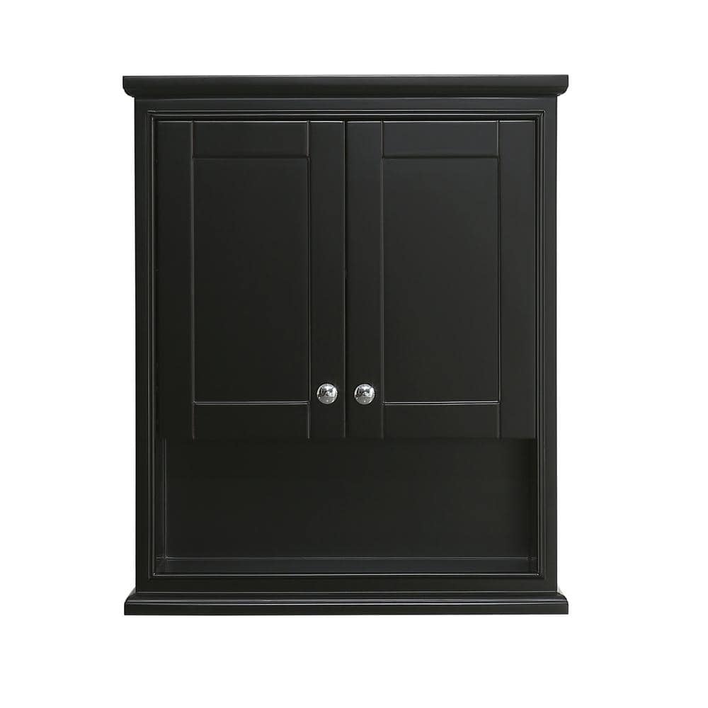 Wyndham Collection Deborah Bathroom Wall Cabinet, Dark Espresso, 25x30x9 Inches