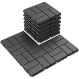 Afoxsos 12 ft. x 12 ft. Plastic Interlocking Deck Tiles Waterproof in Dark Gray (9 Per Pack)