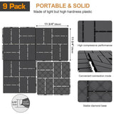 Afoxsos 12 ft. x 12 ft. Plastic Interlocking Deck Tiles Waterproof in Dark Gray (9 Per Pack)