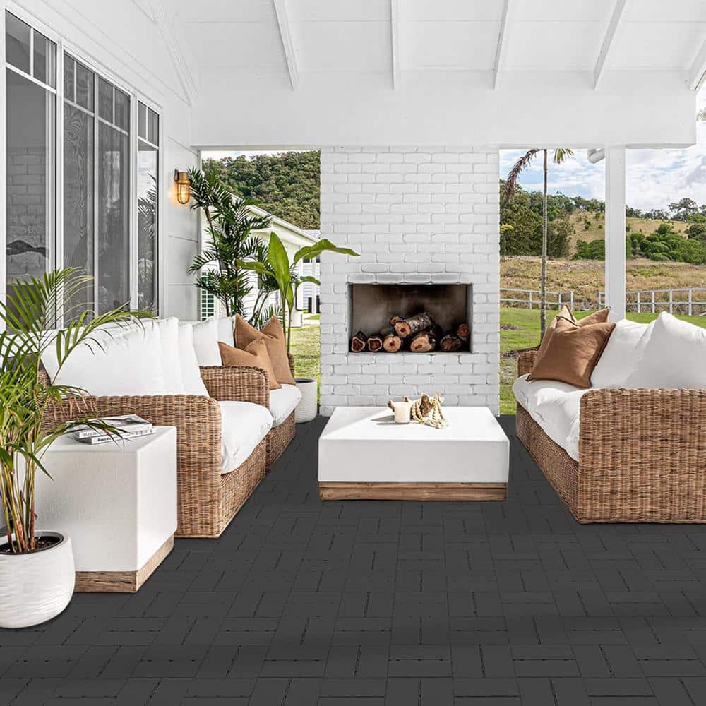 Afoxsos 12 ft. x 12 ft. Plastic Interlocking Deck Tiles Waterproof in Dark Gray (9 Per Pack)