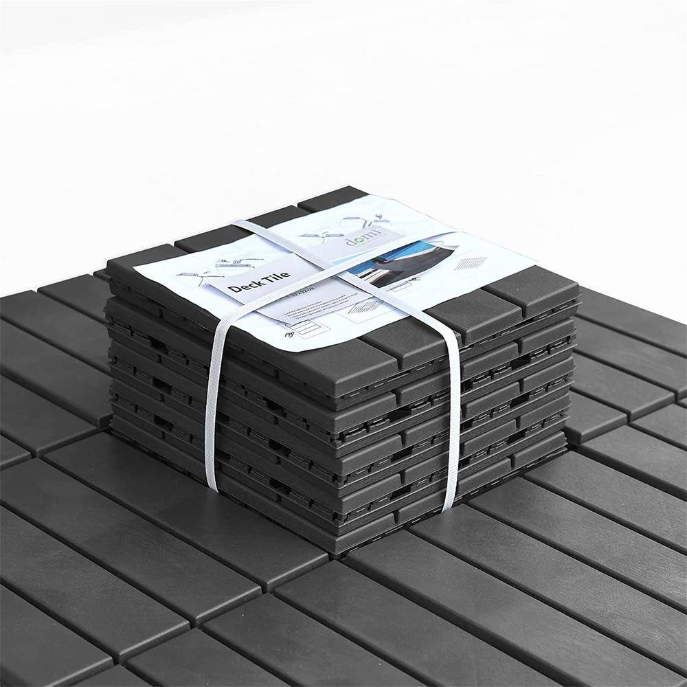 1 ft. x 1 ft. Composite Deck Tile Patio Interlocking Deck Tiles for Balcony Porch Backyard in Dark Gray (Pack of 9)