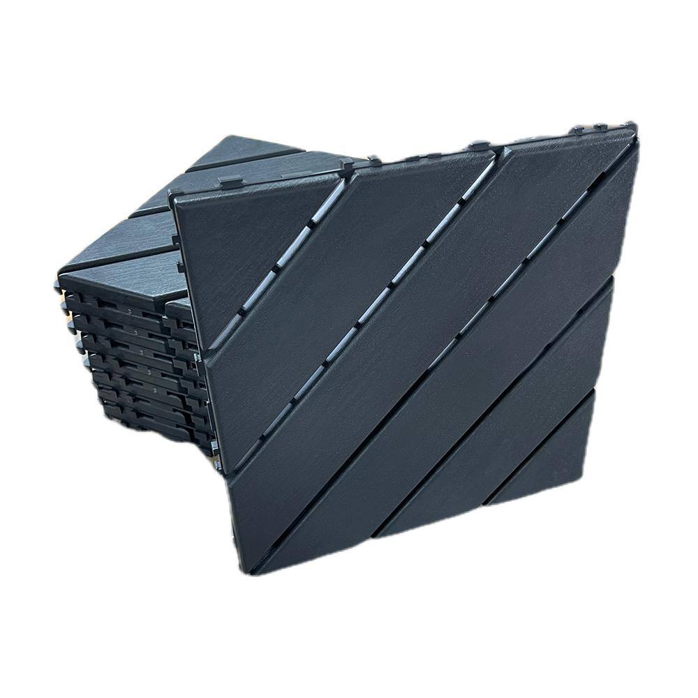 1 ft. x 1 ft. Patio Plastic Interlocking Square Waterproof Deck Tile in Dark Gray (44-Pack) for Poolside Backyard
