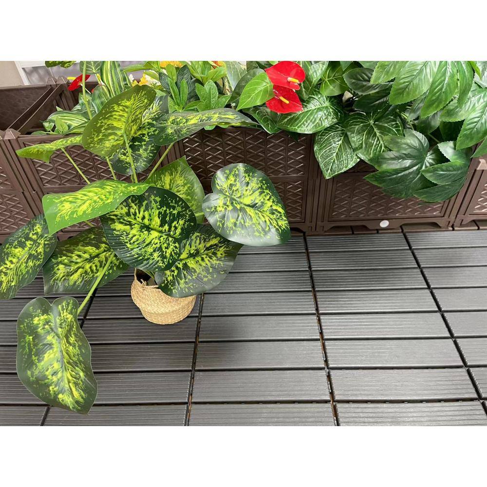 1 ft. x 1 ft. Plastic Deck Tile in Dark Gray for Outdoor Porch Poolside Balcony Backyard (44 Per Box)